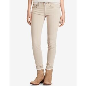 Polo Ralph Lauren Tompkins Cream Skinny Jeans Cotton Sateen Luxe Minimal NEW